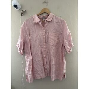 Coldwater Creek Womens 100% Button Up Shirt Size 2X Pink Coastal Lagenlook